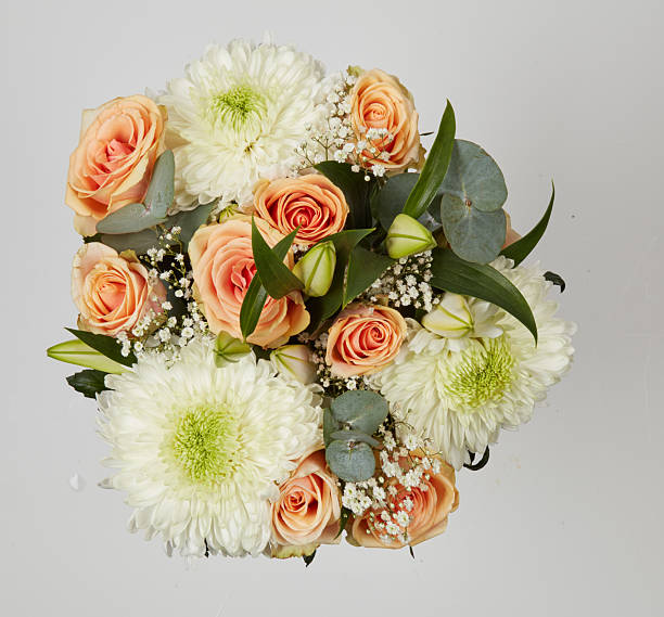 istock Cream colored flower bouquet, top view isolated nature background with clipping path 2211246801
