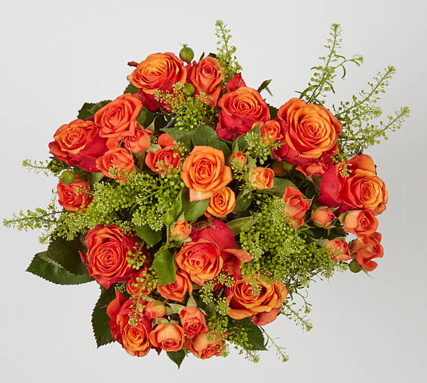 Beautiful Bouquet of Orange Roses Fresh from the Garden