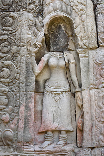 Apsaras are celestial nymphs in Hindu and Buddhist mythology, known for their beauty, grace, and mastery of dance. They are often depicted as divine entertainers in the court of gods, especially in the heavenly realm of Indra, the king of gods. Apsaras are believed to have the power to charm, inspire, and even distract humans and gods alike with their enchanting movements and singing.