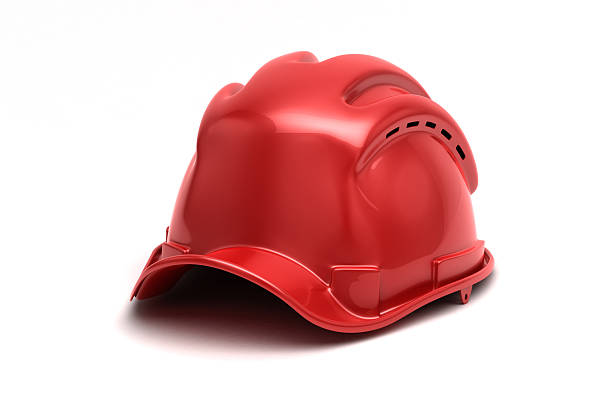 istock Red safety helmet, protective head wear for construction 2211252446
