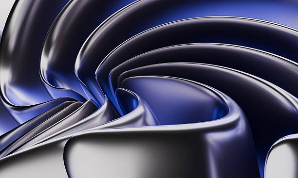 istock Dynamic 3D Render of Intertwined Blue and Silver Metallic Waves, Futuristic Design Element 2211258147