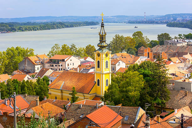 istock Belgrade, Serbia panoramic view with church, Zemun 2211258676