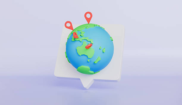 istock Earth globe with pin points, product shipping out from world map, delivery tracking, pin location point marker of shipment 2211264498