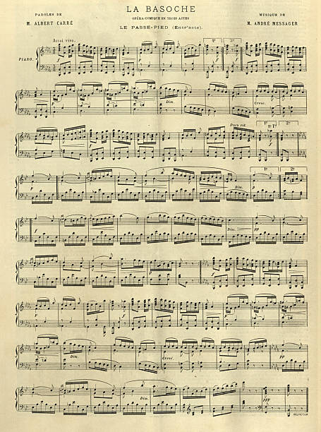 istock History of music, Old music sheet, Notes, La Basoche, Opera comique,  1890, 19th Century 2211266608