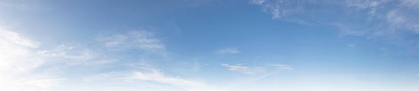 Sky vivid cyan white cirrus clouds soft gradient beauty spring bright blue sky fluffy clouds calm background sunshine light landscape gloomy weather gradient fade clear view horizon nature light wide cloudscape.