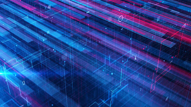 istock Intro Motion graphic Futuristic abstract digital glowing trails line and grid technology background concept - 4K Stok video 2211271624
