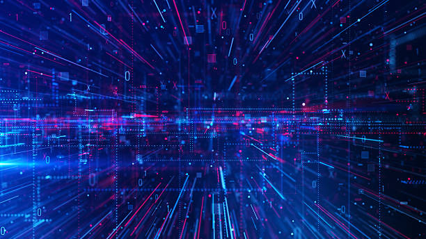istock Intro Motion graphic Futuristic abstract digital glowing trails line and grid technology background concept - 4K Stok video 2211271832