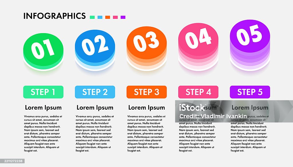 Quick Step Column Infographic Template With 5 Step Column Stock Illustration - Download ...