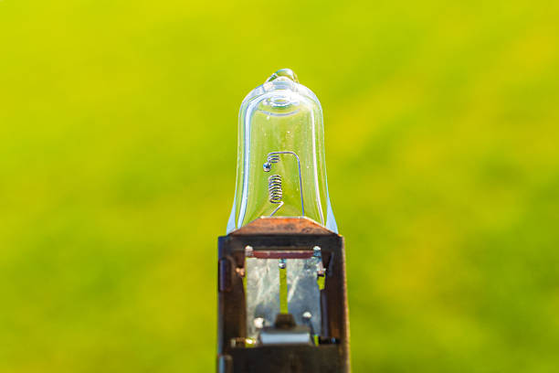 Close-up of a burnt-out car light bulb.