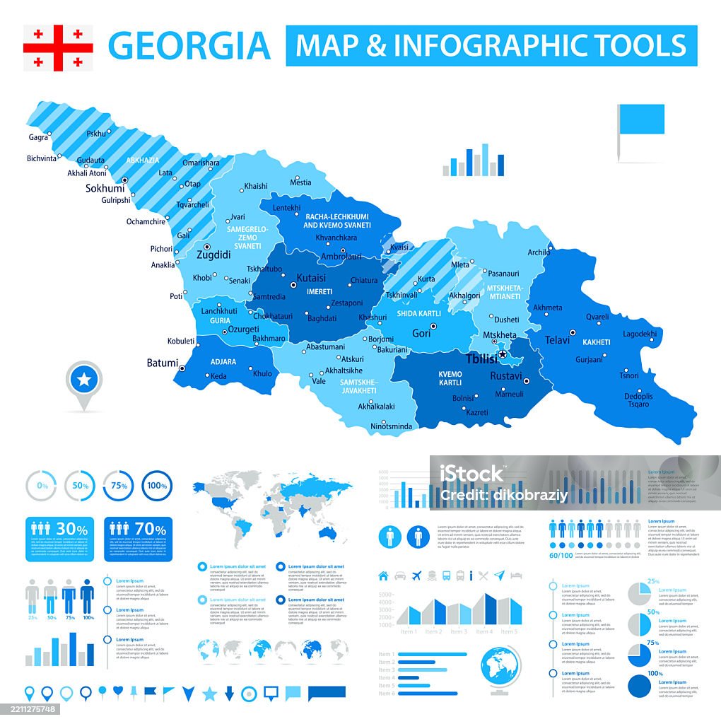 Visual Georgia Map Georgia Infographic Map With Data Visualization Elements Vector Map Of ...