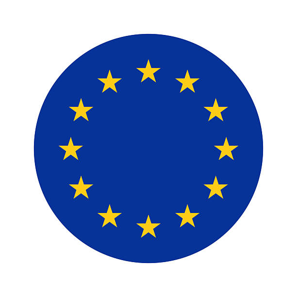 ilustraciones, imágenes clip art, dibujos animados e iconos de stock de bandera del círculo de europa. vector - bandera union europea