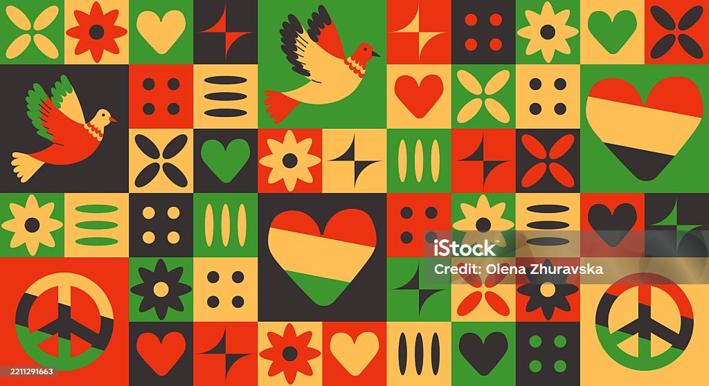 Juneteenth Color Roses Juneteenth Patchwork In Traditional African Colors Stock Illustration ...