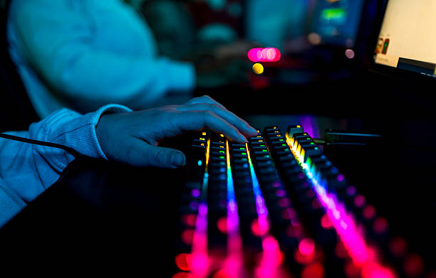 Blue illuminated keyboard.