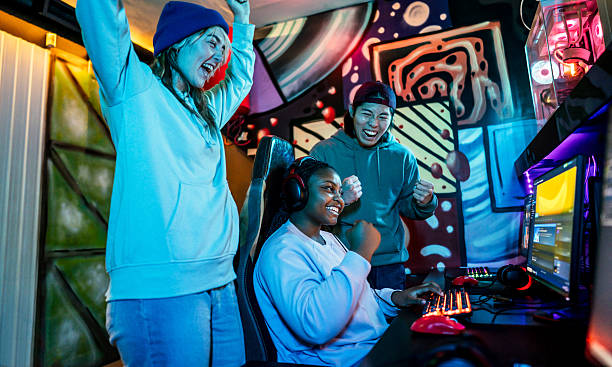 istock Young eSports team celebrating their victory 2211307541