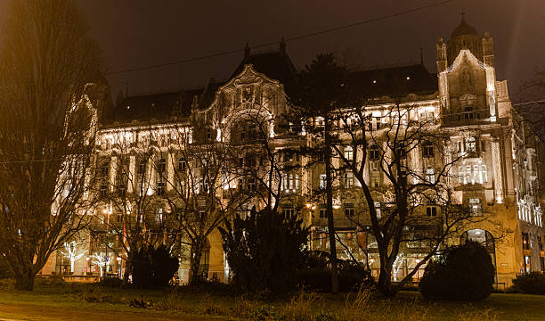 istock Night city. View of illuminated building. 2211316913