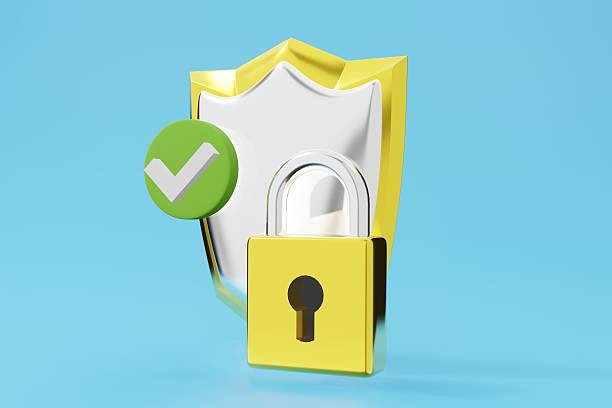 istock 3D render illustrating secure protection, featuring a shield, padlock, and checkmark. Conveys safety, data security, reliability, and trust. Ideal for websites, ads,  presentations. 2211321750