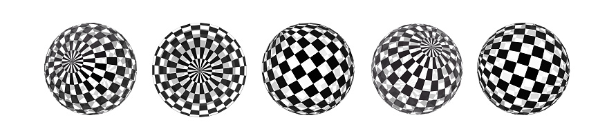 Check Patterned Sphere 3d Checkered Texture Sphere Globe Graphics Shape Set Circle Round Ball ...