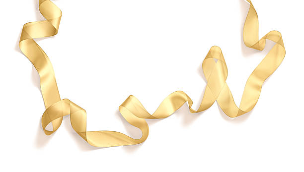 istock Blank gold organza ribbon mockup, isolated 2211324867