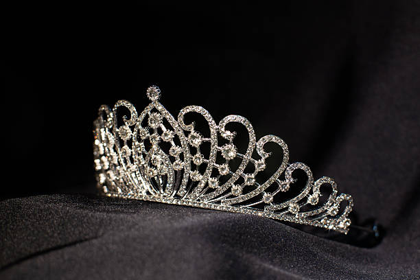 istock Royal crown with diamond on black background 2211324891
