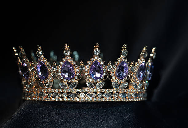 istock Royal crown with amethyst on black background. For queen and princess 2211325236