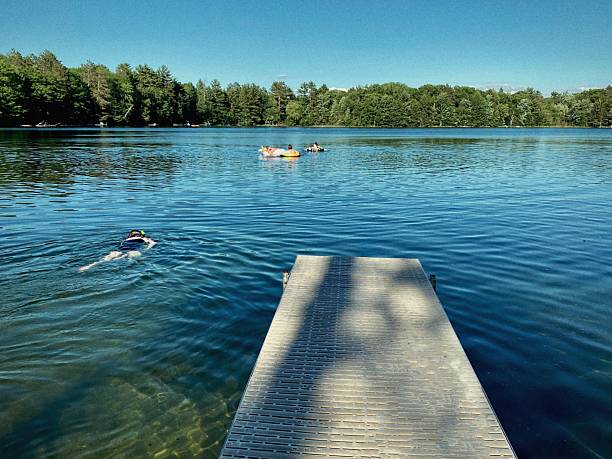 Summer Swim and Lake Fun Viewed from Dock