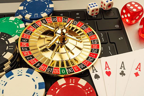 istock A captivating casino scene featuring roulette, playing cards, dice, and chips, conveying excitement for gaming, entertainment, or online casinos 2211346313
