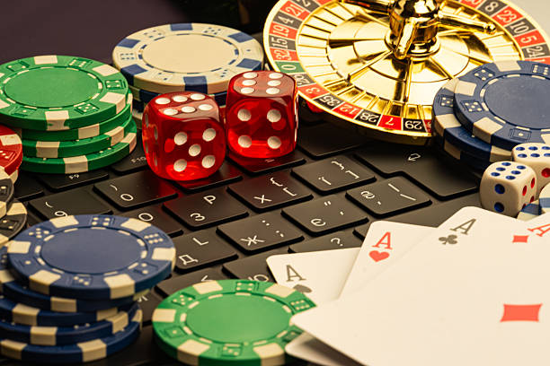 istock Image showcases casino items like playing cards, chips, roulette wheel, and dice, highlighting a gaminggambling theme 2211346827