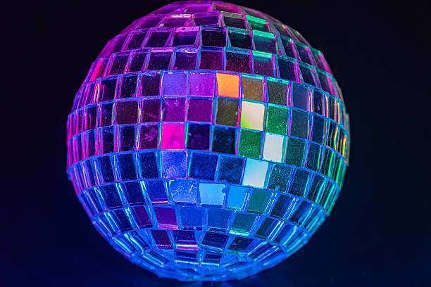 istock Disco ball moving, reflecting colorful lights in a lively setting suitable for parties, entertainment, and glamorous products 2211346921