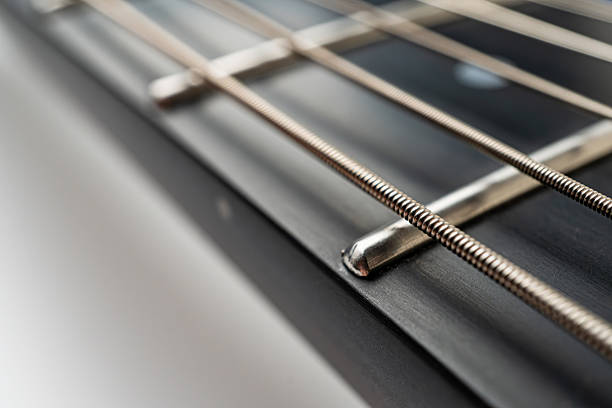 istock Close-up image showcasing a guitar bridges precision and craftsmanship, highlighting steel strings, screws, dense wood, and functional complexity Ideal for promotional materials targeting musicians 2211348234