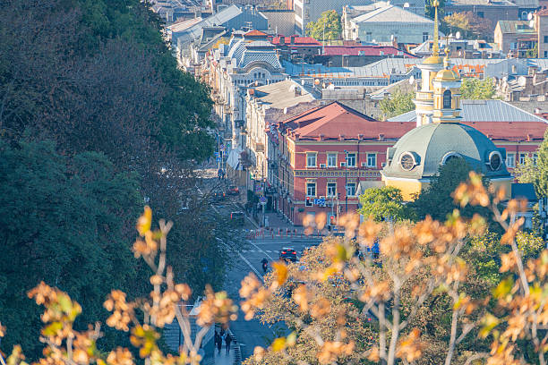 istock An Eastern European cityscape, rich with historic architecture and a harmonious blend of nature, is captured from a high vantage point The scene exudes grandeur through its sunlit streets, cobblesto 2211348316
