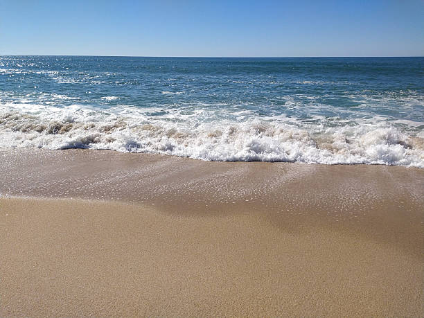 istock A serene beach scene featuring gentle waves washing onto golden sand under a clear blue sky. Ideal for travel, relaxation, or coastal themes. Evokes peace and summer vibes. 2211349559