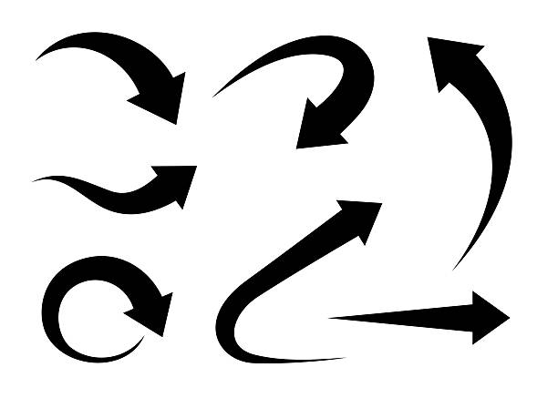 zestaw wygiętych strzał - strzała stock illustrations