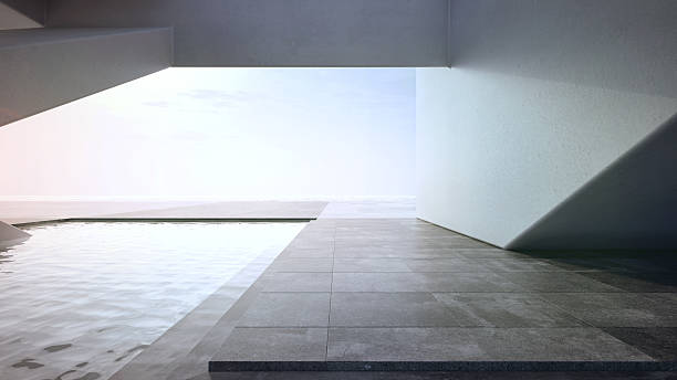 istock Empty concrete floor terrace near water in pond. 2211360746