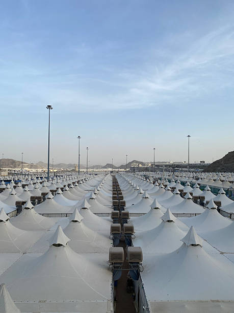 istock Expansive White Tent Camp in Mina, Saudi Arabia 2211367990