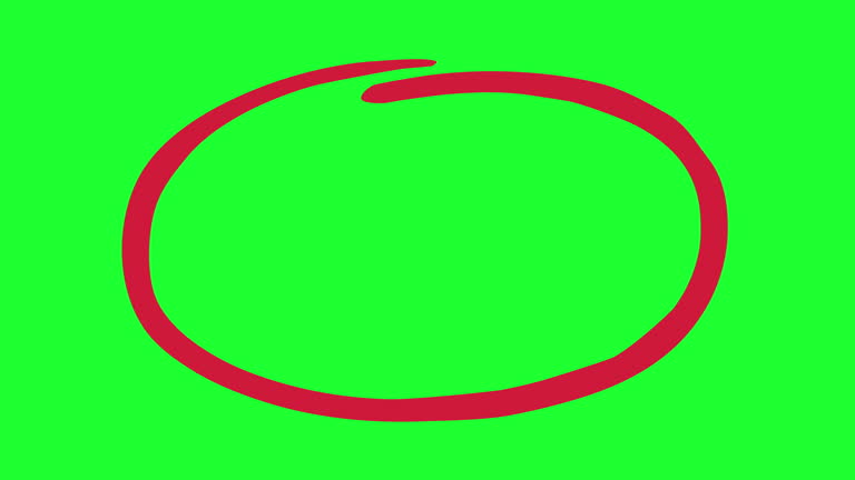 Brush handwritten circle, Circle marker, Circle highlight green screen