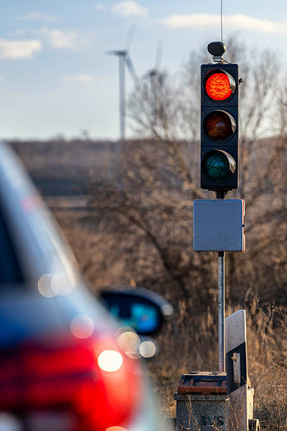 istock Modern battery-operated roadworks traffic light during a red phase 2211373871