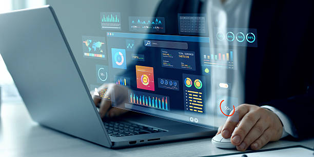 istock Management data System KPI connected in database for follow earnings,operations and sales data.Businessman using KPI dashboard.Financial business data analytics graph dashboard. 2211383135