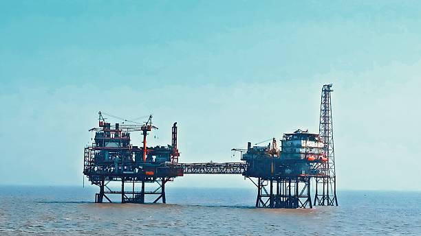 istock Offshore Oil Platform in Open Sea Industrial Energy Infrastructure 2211384475