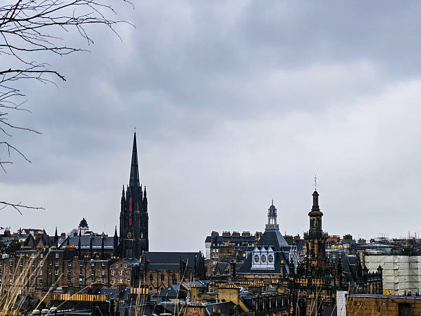 istock Rainy View of Edinburgh Skyline with Edinburgh Castle and Scott Monument 2211386927