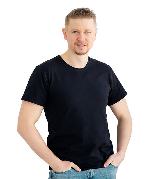istock Happy Man Wearing Black Shirt With Copy Space 2211387524