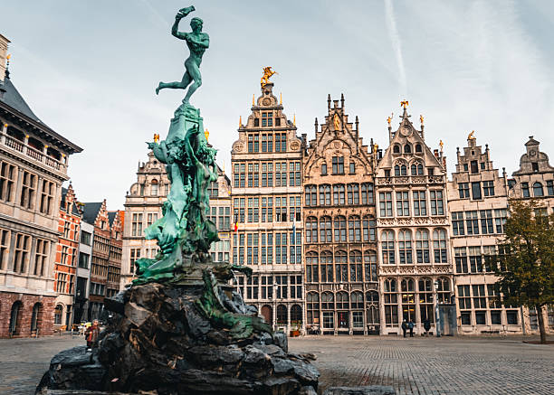istock Traditional buildings and sculpture, Antwerp 2211388201