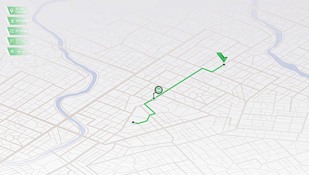 istock Online location tracking with data of arrive time on city map. Huge isometric city map with roads streets as background. Vector illustration 2211396645