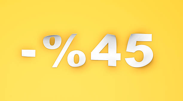 istock 45% Discount Paper Text on Yellow Background 2211402368