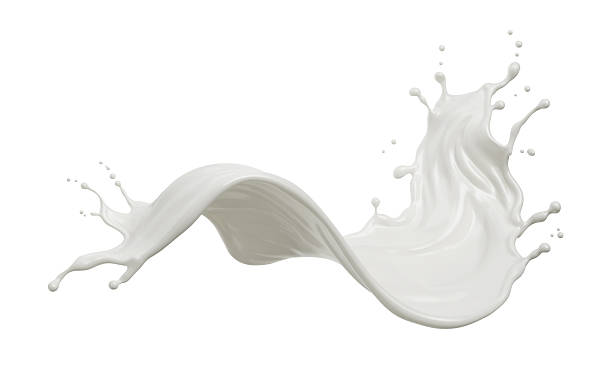 istock Milk splash isolated on white background, yogurt or milk cream 3d illustration. 2211405829