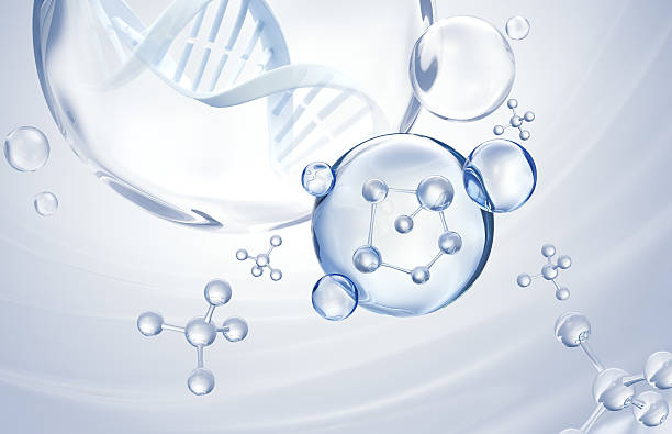istock cosmetic moisturizer water molecule with DNA, Cosmetic Essence, Liquid bubble, 3d rendering 2211405926