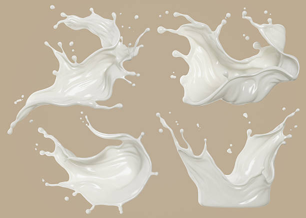 istock Set of Milk splash and pouring, yogurt or cream include Clipping path, 3d illustration. 2211405939