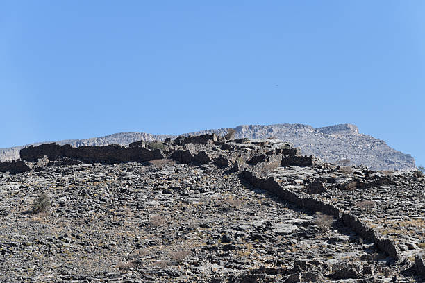 Al Nakhr village. Remains ancient pre islamic settlement with ruins of defence wall