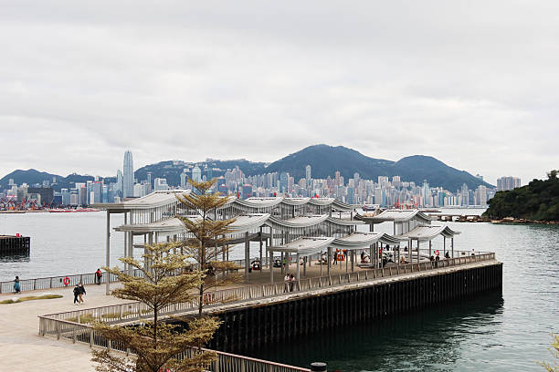 Cheung Sha Wan Promenade, Nam Cheong, Hong Kong- Feb 1 2025: waterfront promenade recreational facilities with shelter by the seaside