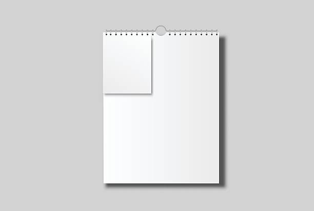 istock Blank Wall calendar paper page tear-off mockup with spiral rings wirebound binding. Template suitable for presentation calendar design, spiral brochure, notepad, notebook. Vector illustration 2211418093