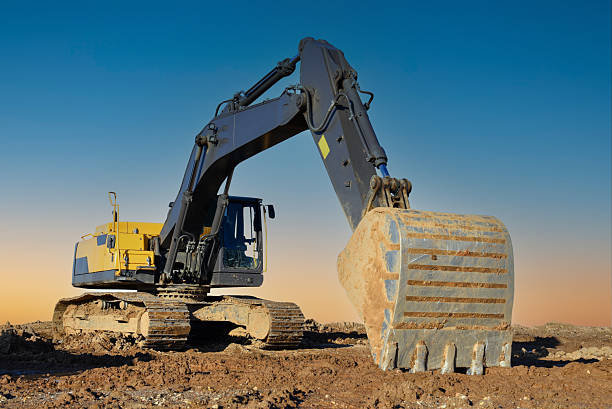 istock Excavator on earthworks. Construction machinery on groundworks. 2211418867